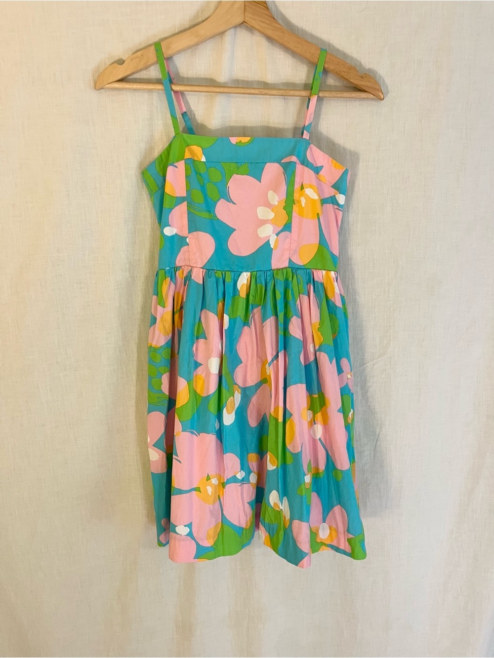 Lilly Pulitzer Teal Sundress with Pink, Blue and Green Floral Print